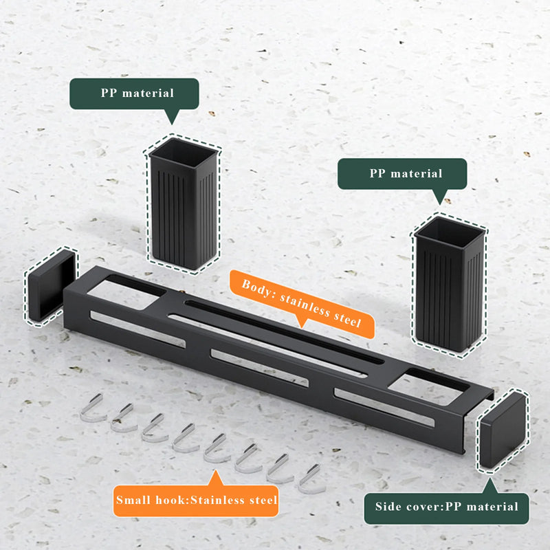 "Porta-Facas Inox 3 em 1: Prático, Elegante e Sem Furos"