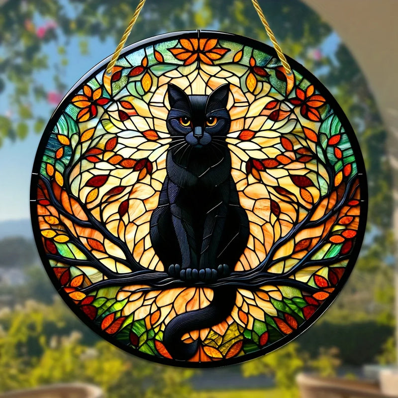 "Decoração de gato preto ao luar, ideal para interior e quintal. O presente perfeito para amantes de gatos.