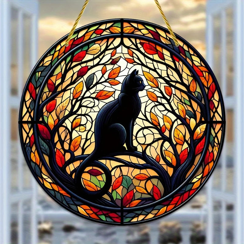 "Decoração de gato preto ao luar, ideal para interior e quintal. O presente perfeito para amantes de gatos.